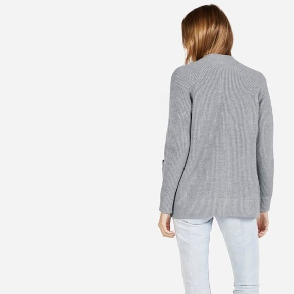 Everlane Chunky Knit Wool Cardigan Sweater Gray Women's Size S Small - Picture 4 of 6